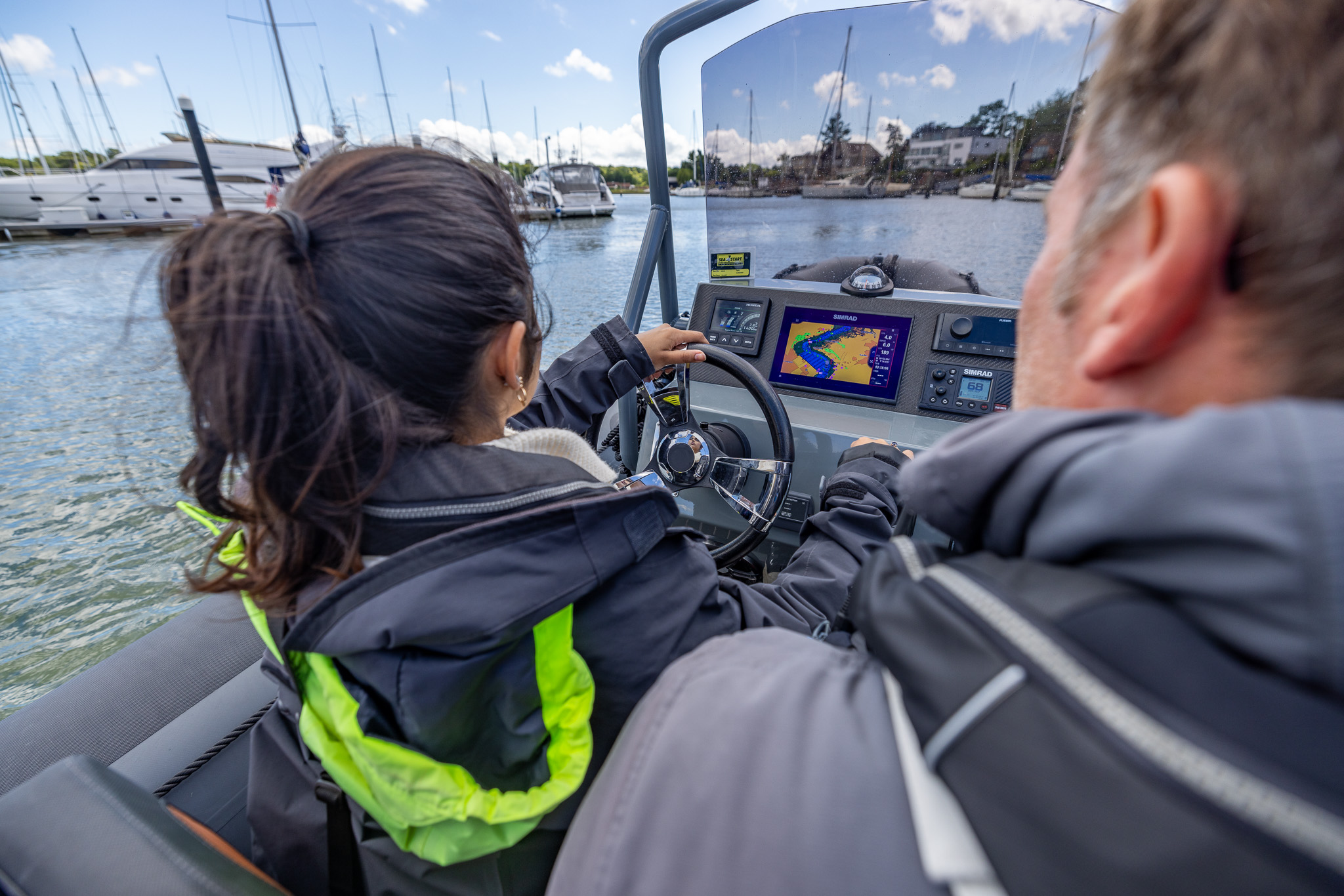 GPS chartplotter navigation display at helm